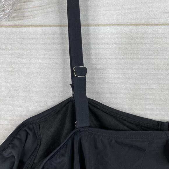 Hanna Nikole Swimsuit Top 1 Piece Top Only 22W Black Ruffle Off Shoulder NWT - Picture 3 of 8
